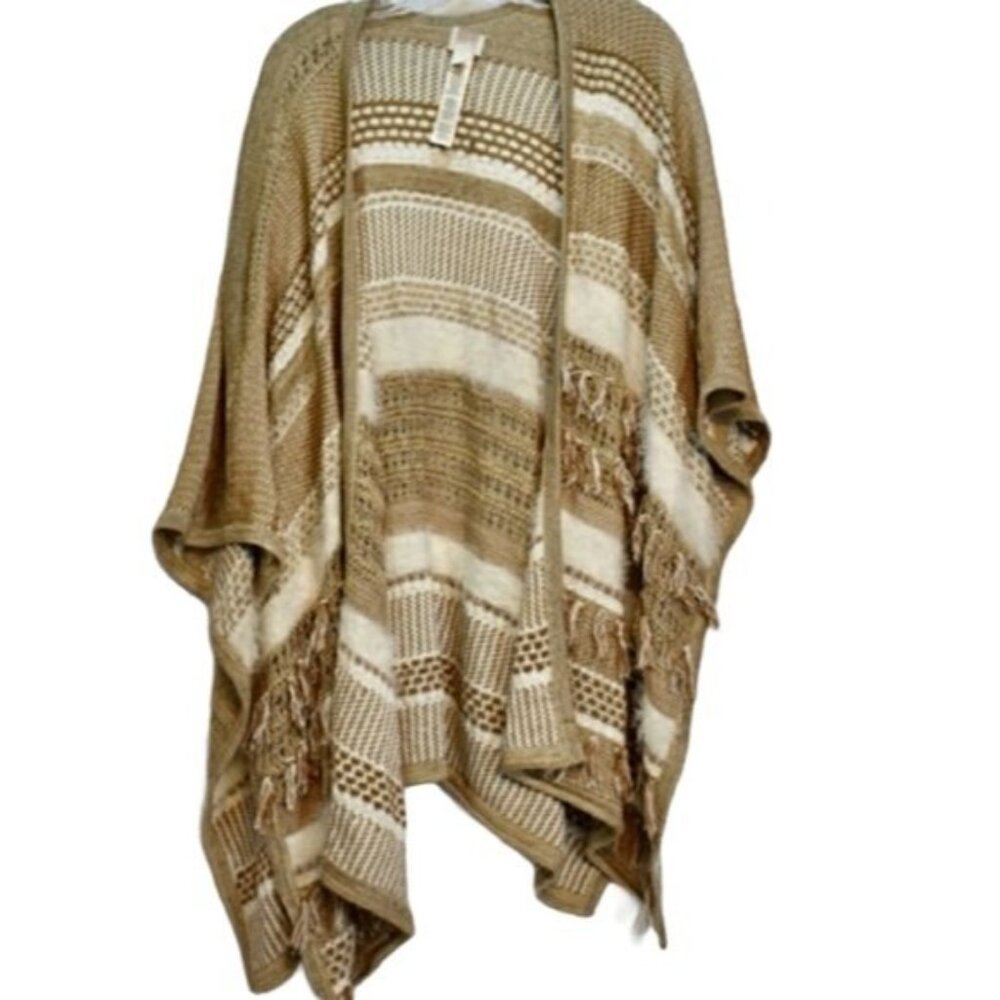 Women's Chico's Tan Beige Boho Poncho Southwest Wrap OS